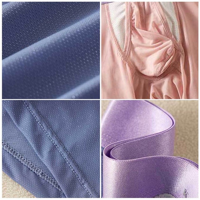 JEWYEE 034DPJ - 3-Pack Men’s Dual Pouch Long Boxer Briefs – Breathable Ice Silk, Ultra-Thin Comfort