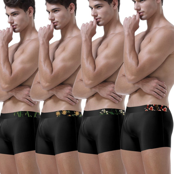 3D SEAMLESS POUCH - Men's Ice Silk Underpants (4-Pack) -JEWYEE 8051
