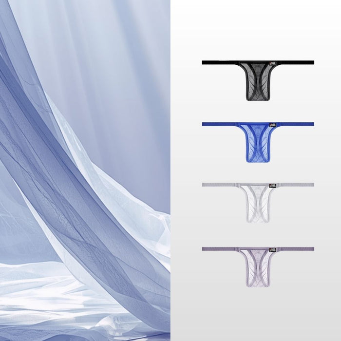 JEWYEE AY 732 - 4-Pack Men's  Ultra Thin Ice Silk No-Chafe 3D Seamless Pouch - Ice Silk Thongs