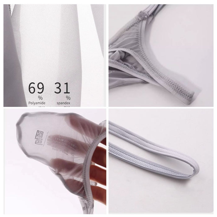 4-pack Men’s  See-through Mesh Ice Silk  Thongs  Up to Size XXL  – JEWYEE AY 861