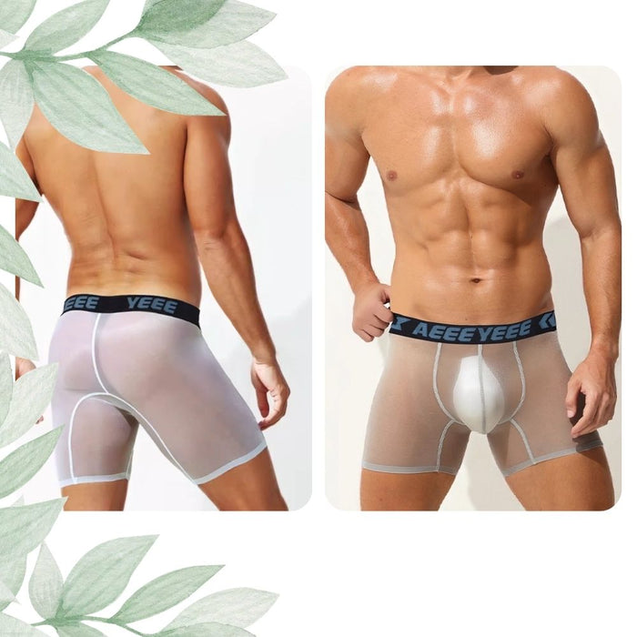 4-Pack Men's Ultra Thin Ice Silk Long Boxer Briefs -JEWYEE AY 854