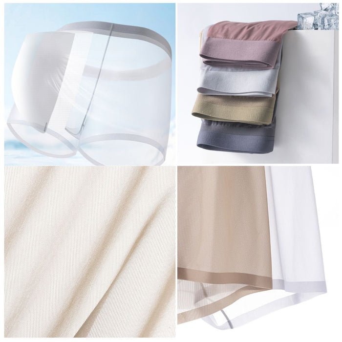 4-Pack Men's See-throug Ultra Thin Ice Silk Underpants - JEWYEE 8006