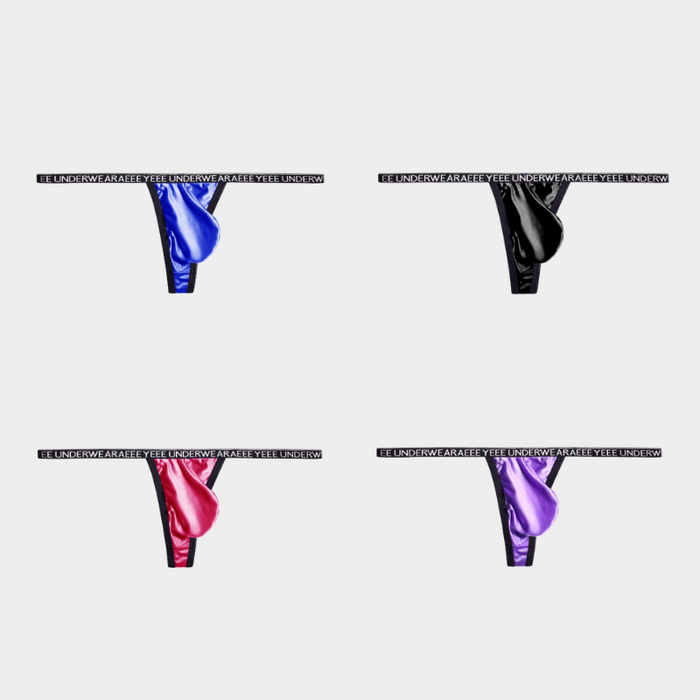 4-pack Men’s Ultra-Thin Satin-Finish Ice Silk Thongs  – JEWYEE AY 719