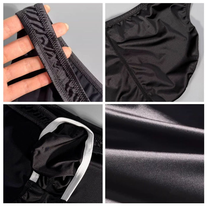 4-pack Men’s Low-Rise Satin Ice Silk Briefs with Enhanced Pouch - JEWYEE AY727