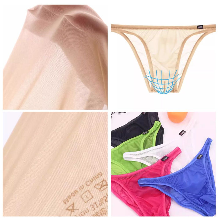 4-Pack No-Chafe Pouch - Men's Ultra Thin Ice Silk Low-Rise Briefs - JEWYEE 883