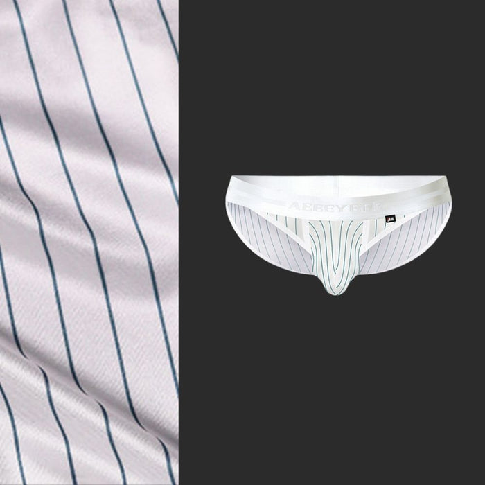 JEWYEE AY 795 - 4-Pack Men’s Satin Ice Silk Striped Briefs - Cooling, Breathable with Extended Contour Pouch