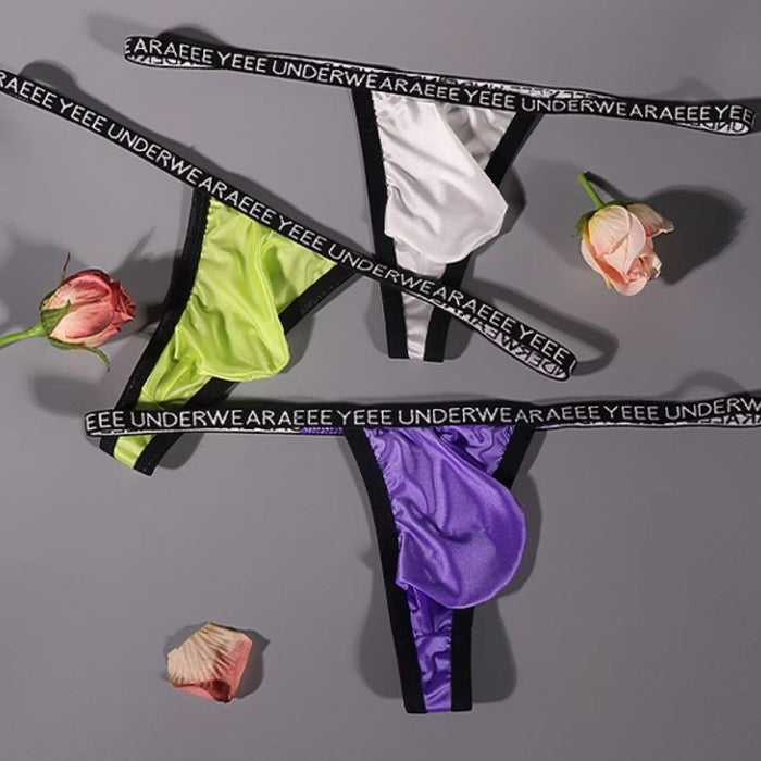 4-pack Men’s Ultra-Thin Satin-Finish Ice Silk Thongs  – JEWYEE AY 719