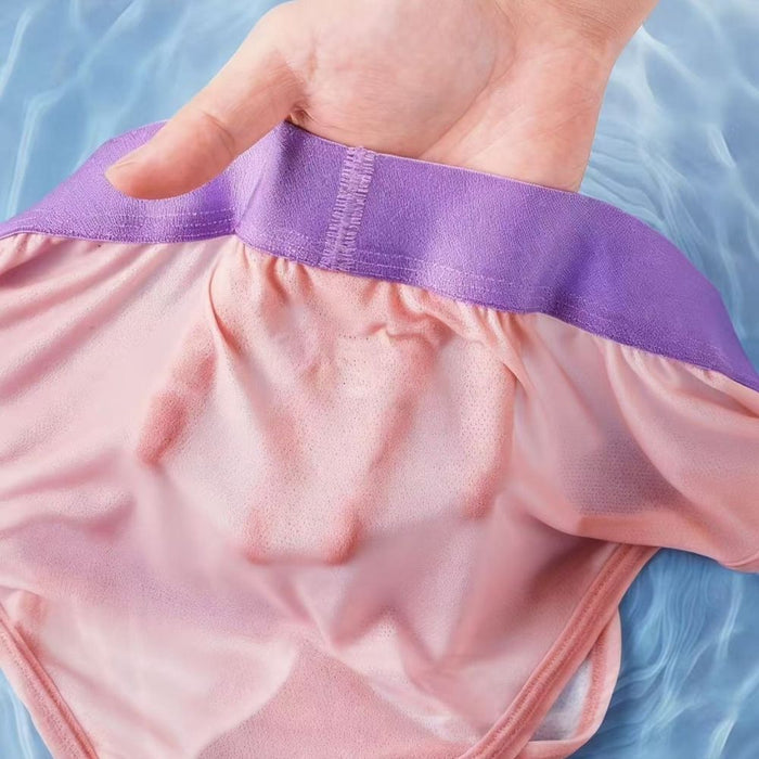 4-Pack Men's Dual Pouch Mesh Ice Silk Briefs with Fly - JEWYEE 034GC