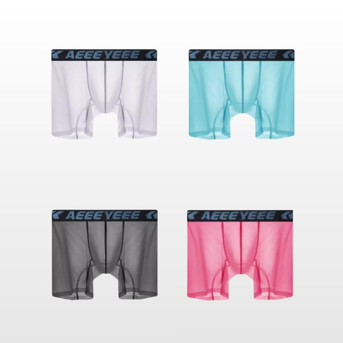 4-Pack Men's Ultra Thin Ice Silk Long Boxer Briefs -JEWYEE AY 854