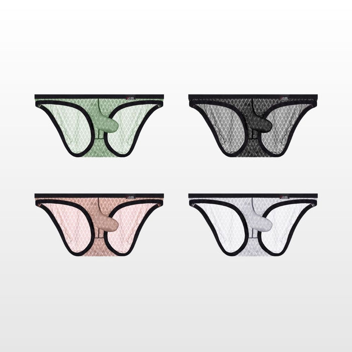 4-Pack Elephant's Trunk Ultra-thin Ice Silk Textured Mesh briefs for Men - JEWYEE AY 2004