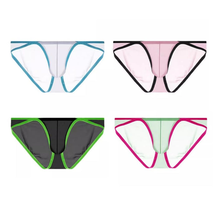 AO Men's 4-Pack Transparent Ice Silk Briefs – Ultra Thin Breathable U-Pouch Underwear