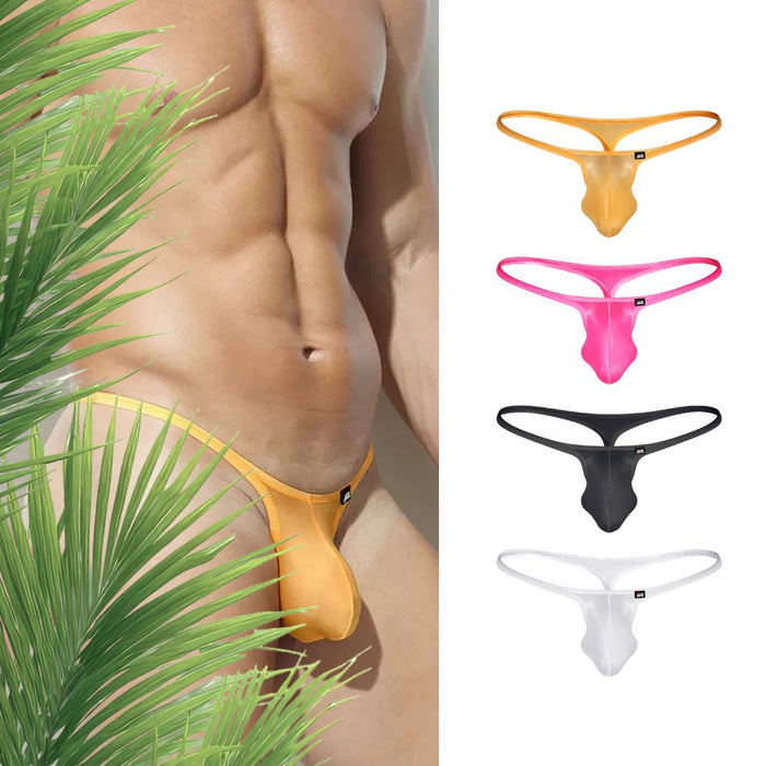 JEWYEE AY 786 - 4-Pack Men’s Satin Ice Silk Thongs - Ultra-Thin, Cooling, Breathable with Extended Contour Pouch