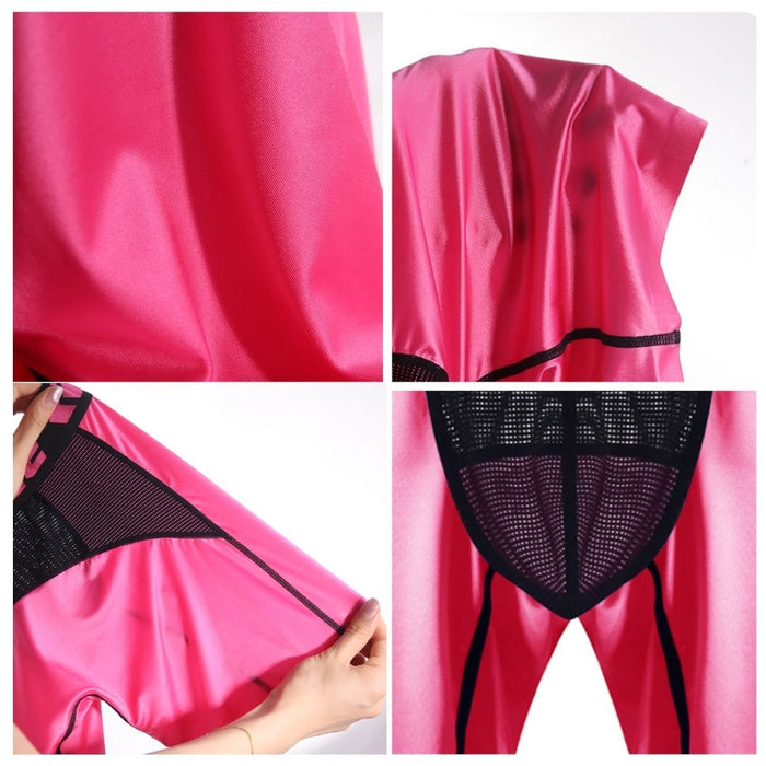 3-Pack Men's Ultra-Thin Satin Ice Silk Performance Long Boxer Briefs - JEWYEE AY 704