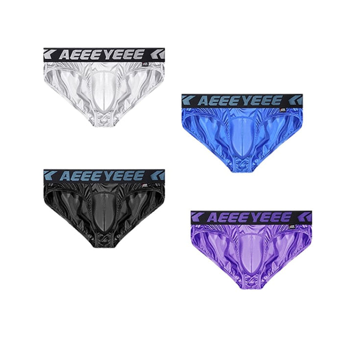 4-Pack Men's Satin-Finish Ice Silk Low-Rise Briefs with U-Pouch - JEWYEE  AY 711