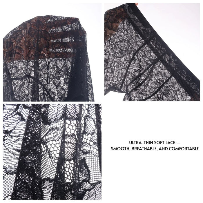 Men’s Sheer Lace Low-Rise 3D Pouch Compression Leggings - JEWYEE AY 745