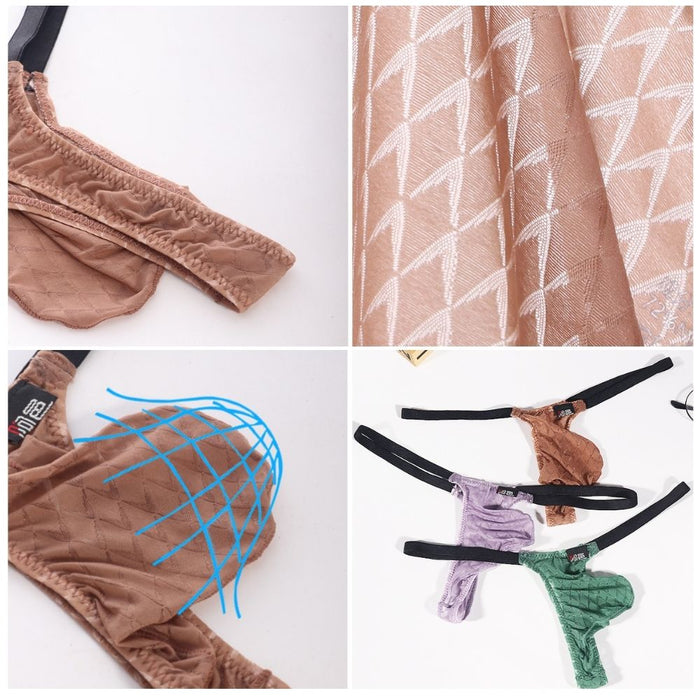 4-pack Men’s U-Pouch Support See-Through Cooling Mesh Ice Silk Thongs –  JEWYEE AY 2001