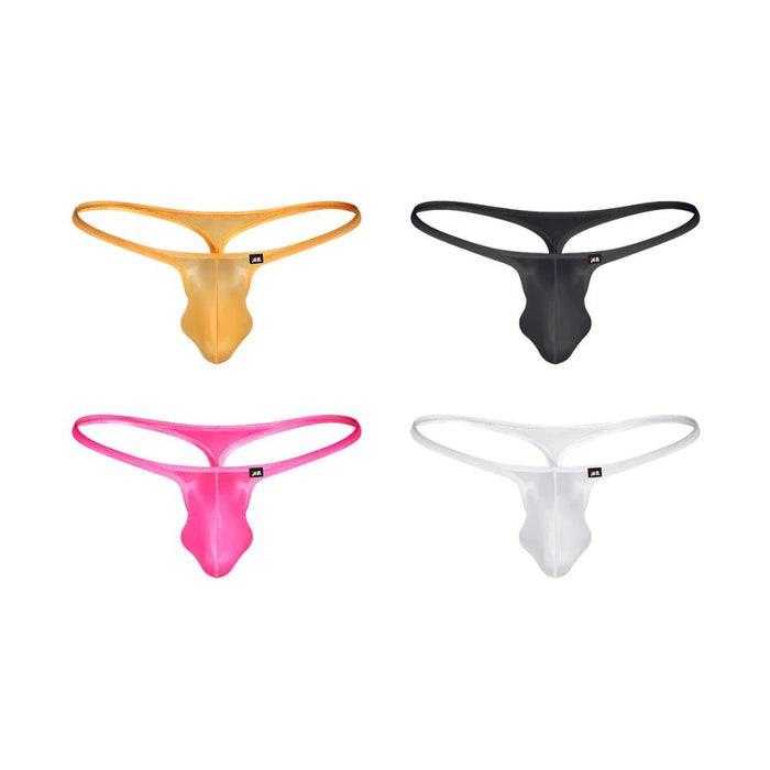 JEWYEE AY 786 - 4-Pack Men’s Satin Ice Silk Thongs - Ultra-Thin, Cooling, Breathable with Extended Contour Pouch