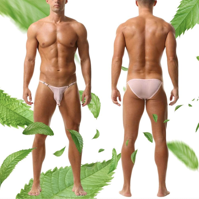 JEWYEE CL030SJ - 4-PACK Men’s Dual Pouch Briefs – Front Open, Breathable Mesh Ice Silk