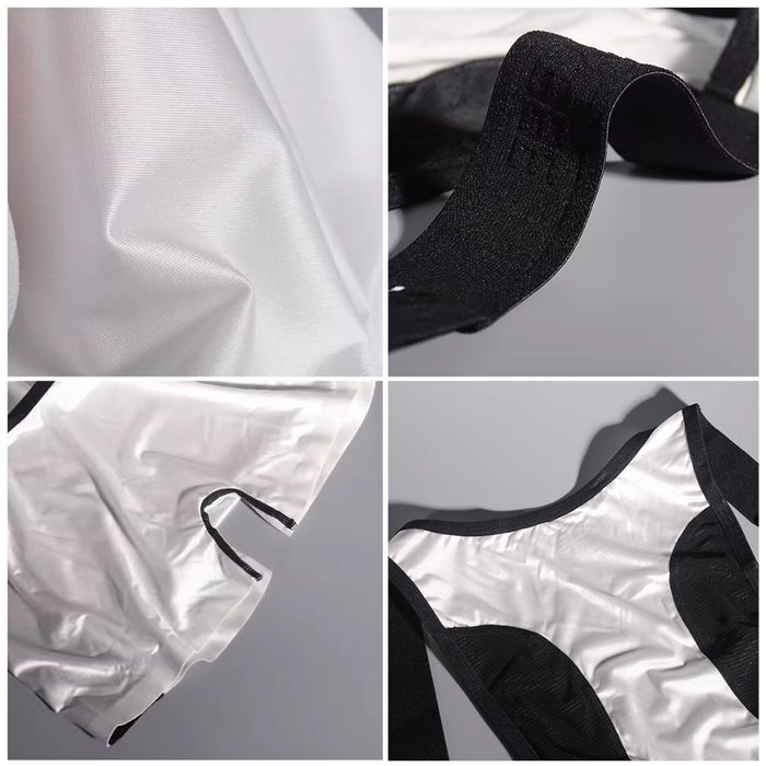 Men’s Satin Mesh Panel Ultra-Thin Ice Silk Bodysuit - JEWYEE AY 718