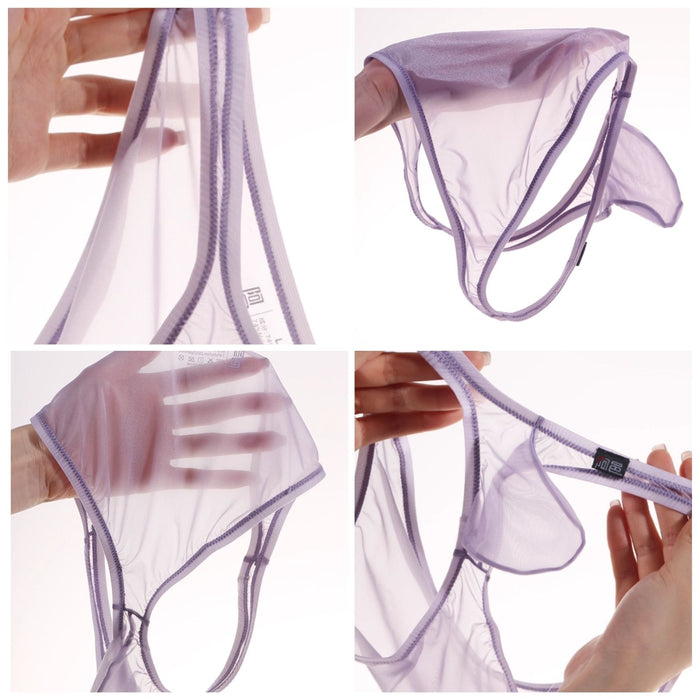 4-Pack Men's Ultra Thin Ice Silk See-through Briefs - JEWYEE AY 751