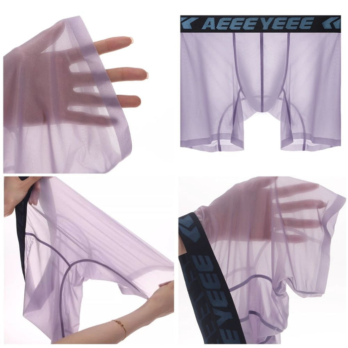 4-Pack Men's Ultra Thin Ice Silk Long Boxer Briefs -JEWYEE AY 854