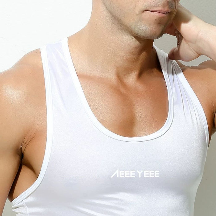 JEWYEE AY 777- Men's Ultra Thin Satin Ice Silk Racerback Tank Top