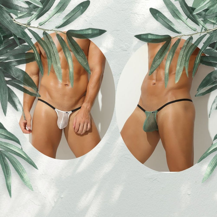 4-pack Men’s U-Pouch Support See-Through Cooling Mesh Ice Silk Thongs –  JEWYEE AY 2001