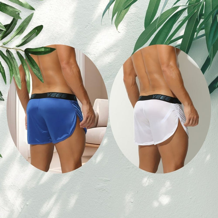 Men’s Ultra-Thin Satin Ice Silk High-Slit Boxer Shorts –JEWYEE AY 708