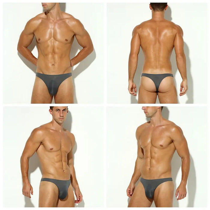 3D Seamless Pouch - Men's Ultra Thin Ice Silk Thongs (5 Pack) - JEWYEE 809