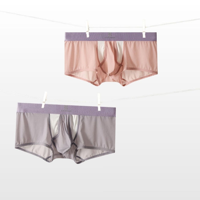 4-Pack Men's Dual Pouch Mesh Ice Silk Trunks with Fly - JEWYEE 034PJ