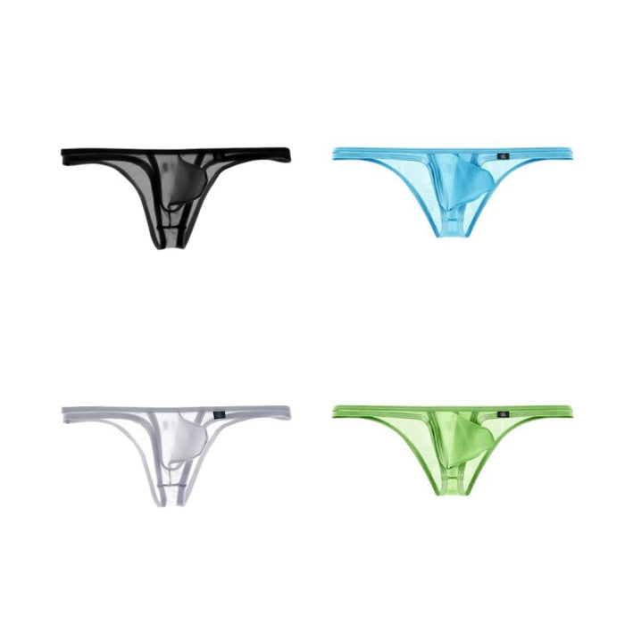 (4-Pack) Men's See-through Ice Silk Low-rise Briefs Up to Size XXL  - JEWYEE AY 856