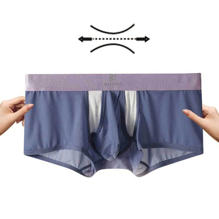 4-Pack Men's Dual Pouch Mesh Ice Silk Trunks with Fly - JEWYEE 034PJ