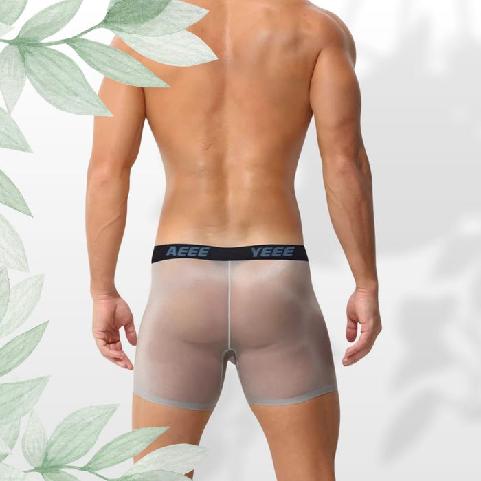 4-Pack Men's Ultra Thin Ice Silk Long Boxer Briefs -JEWYEE AY 854