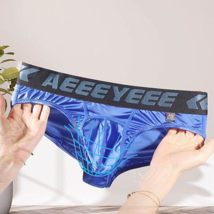 4-Pack Men's Satin-Finish Ice Silk Low-Rise Briefs with U-Pouch - JEWYEE  AY 711