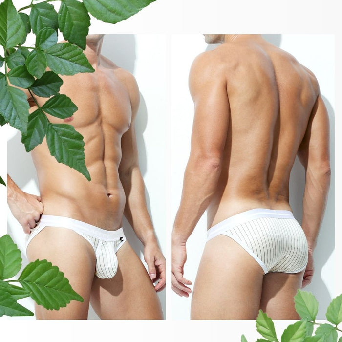 JEWYEE AY 795 - 4-Pack Men’s Satin Ice Silk Striped Briefs - Cooling, Breathable with Extended Contour Pouch