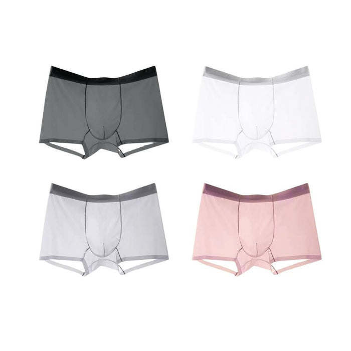 4-Pack Men's See-throug Ultra Thin Ice Silk Underpants - JEWYEE 8006