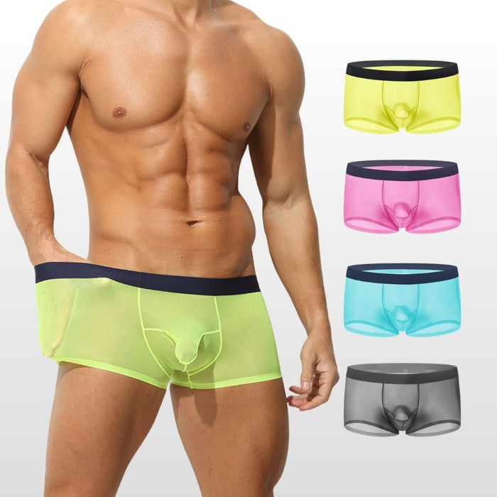 JEWYEE 1008 - Men’s 4-Pack Ice Silk Trunks – Ultra-Thin, Cooling, Breathable with Extended Contour Pouch