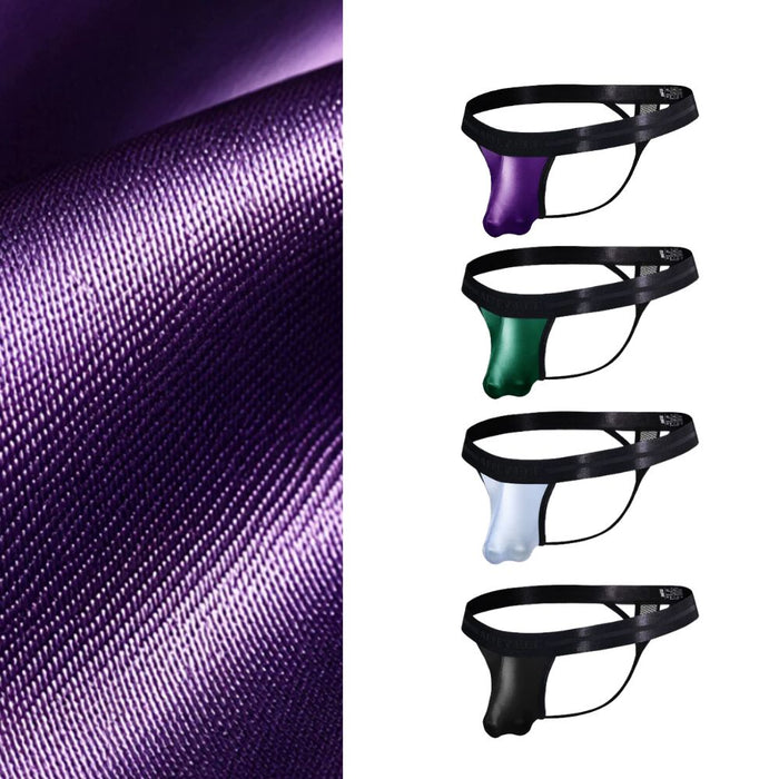 JEWYEE AY 783 - 4-Pack Men's Liquid Satin Ultra Thin Ice Silk 3D Pouch Thongs