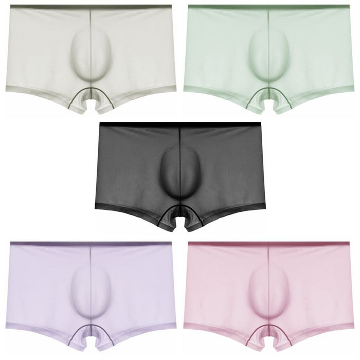 3D Seamless Pouch - Men's See-through Ultra Thin Ice Silk Trunks (5 pack) - JEWYEE 832
