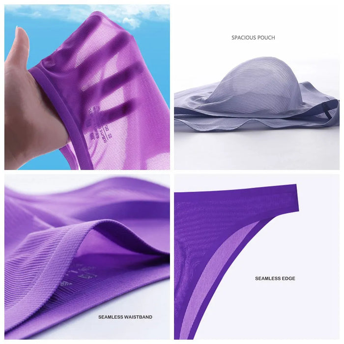 3D Seamless Pouch - Men's Ultra Thin Ribbed Ice Silk Thongs (5 Pack) -  JEWYEE 806 —