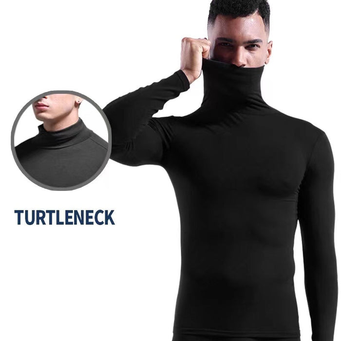 Turtleneck Long-Sleeve Base Layer T-shirt for Men JEWYEE 025
