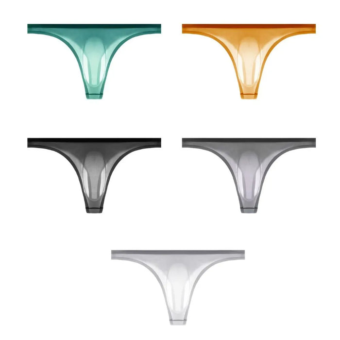 3D Seamless Pouch - Men's Ultra Thin Ice Silk Thongs (5 Pack) - JEWYEE 809