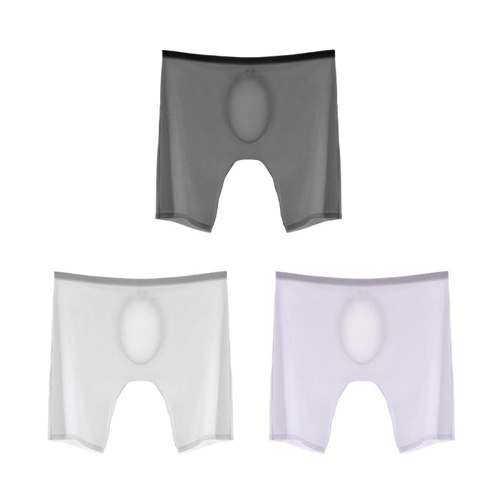 3D Seamless Pouch-Men's Ultra Thin Ice Silk Extra Long Boxer Briefs Up To Size XXL(3-Pack) - JEWYEE YS56-5