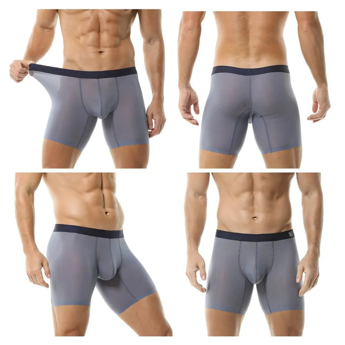 JEWYEE mens underwear, Men's Ultra Thin Ribbed Ice Silk Underpants.Unique design for sportsmen. Silky fabric reduces chafing between thighs. 