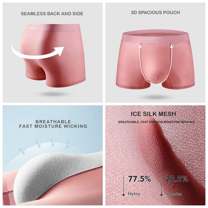 Men's Ultra Thin Ice Silk Mesh Underpants (5 Pack) JEWYEE 1226