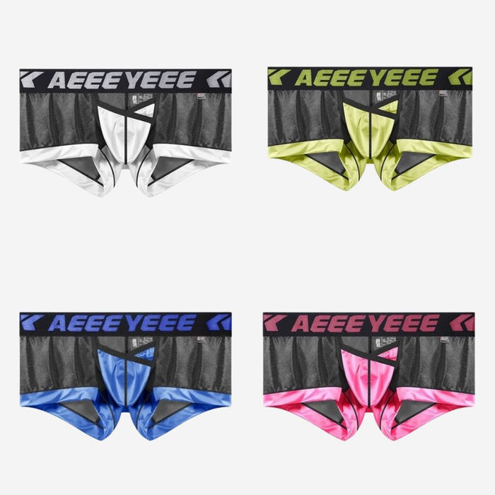 4-pack Men’s Low-Rise Ice Silk Trunks with Satin Pouch - JEWYEE AY 721