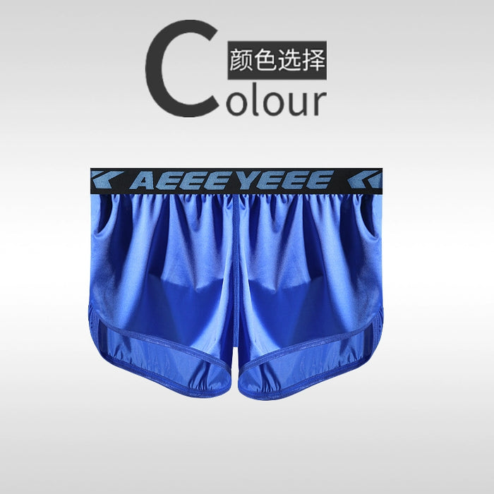 Men’s Ultra-Thin Satin Ice Silk High-Slit Boxer Shorts –JEWYEE AY 708