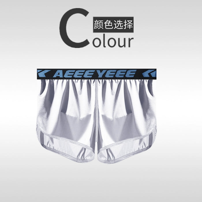 Men’s Ultra-Thin Satin Ice Silk High-Slit Boxer Shorts –JEWYEE AY 708