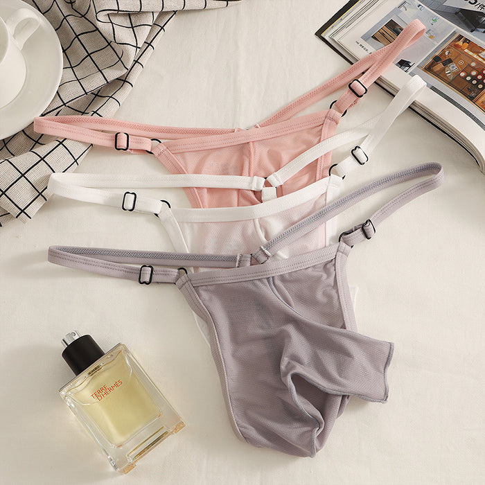 JEWYEE CL030DK - 4-PACK Men’s Dual Pouch Briefs – Front Open, Breathable Mesh Ice Silk