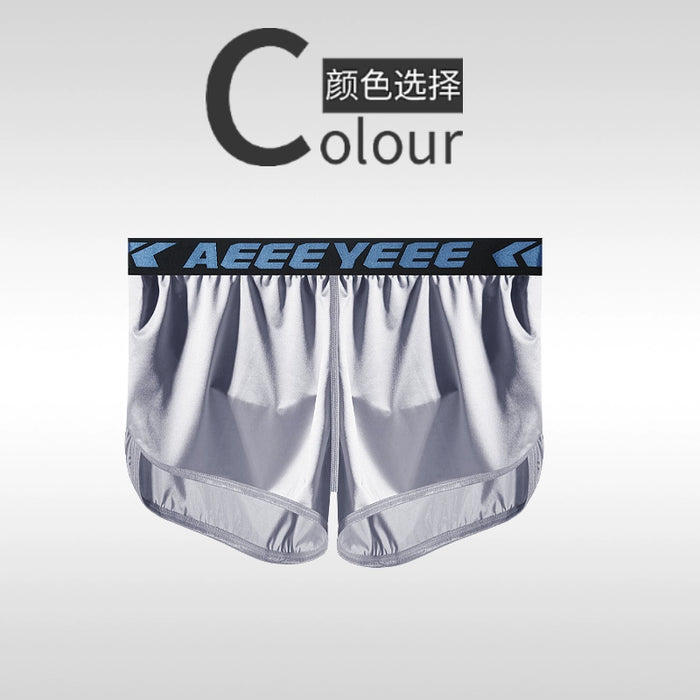 Men’s Ultra-Thin Satin Ice Silk High-Slit Boxer Shorts –JEWYEE AY 708